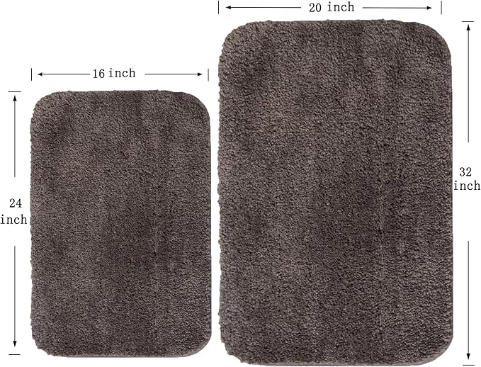 2 Piece Bathroom Rugs and Mats Sets, Soft Bath Mats for Bathroom with Non-Slip Backing, Machine Washable Microfiber Absorbent Bath Rugs (16''x24'' Plus 20''x32'',Chocolate)...