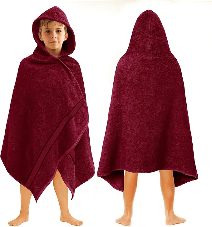 ORIGINAL KIDS Hooded Bath Towel Wrap - Ultra Soft 100% Cotton Terry Large Oversized Hooded Kids Towel - Toddler Big Kid Shower Pool Beach Towel - Absorbent Quick Dry Easy Care - 30 x 54 - Burgundy