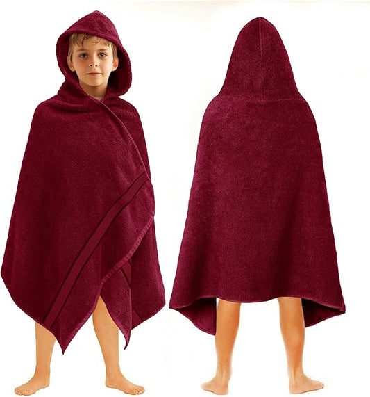 ORIGINAL KIDS Hooded Bath Towel Wrap - Ultra Soft 100% Cotton Terry Large Oversized Hooded Kids Towel - Toddler Big Kid Shower Pool Beach Towel - Absorbent Quick Dry Easy Care - 30 x 54 - Burgundy
