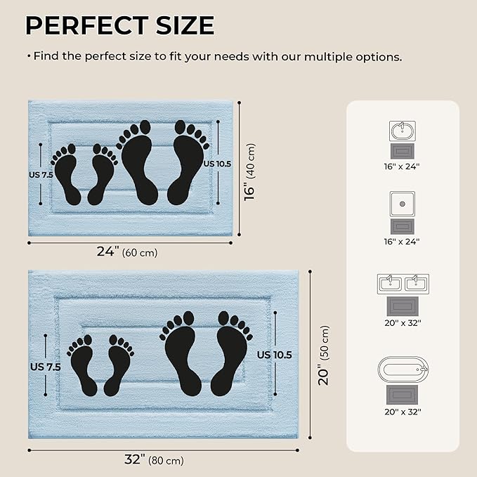 GRANNY SAYS Bathroom Rugs Sets 2 Piece,Soft Bath Mats for Bathroom, Bath Rugs Non Slip Washable, Absorbent Bath Rug for Tub,Shower and Toilet, Bath Mat Set (Ivory, 20" x 32" + 16" x 24")