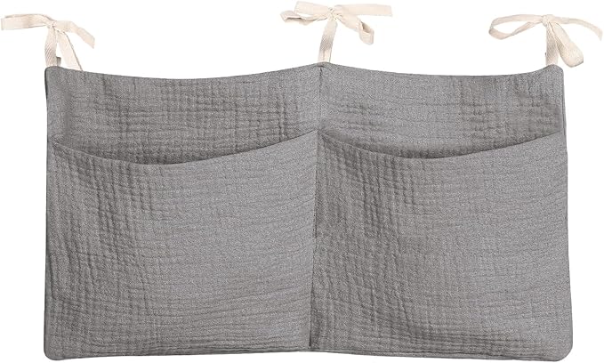 Dormitory Bed-Bunk Organizing Bag Nappy-bags Organizer Bedside Hanging Bags Milk Bottle Bib-Storage Bag Crib Organizer Bag Baby Nappy-Bag cotton (Light grey)