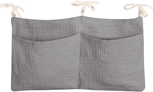 Dormitory Bed-Bunk Organizing Bag Nappy-bags Organizer Bedside Hanging Bags Milk Bottle Bib-Storage Bag Crib Organizer Bag Baby Nappy-Bag cotton (Light grey)