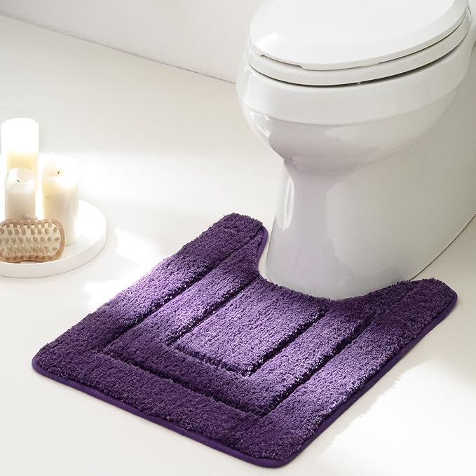 GRANNY SAYS Bathroom Toilet Rugs U Shaped, Bath Mats for Bath, Bathroom Rugs Non Slip Washable, Absorbent Microfiber Toilet Mat, Soft Plush Shaggy Bath Carpet, 20" x 24", Purple