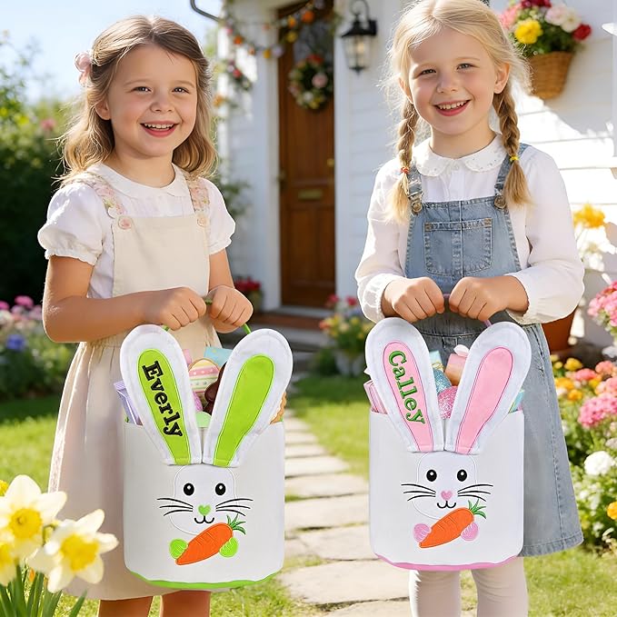 Easter Baskets for Kids - Touber Bunny Easter Basket | Gifts for Boys & Girls and Hunting Party Favor Supplies - Green Ears