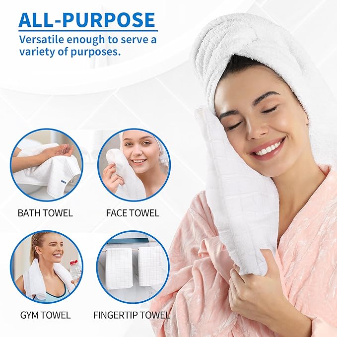 HOMERHYME White Hand Towels, 6 Pack 25''*15'' Microfiber Hand Towels for Bathroom Kitchen, All-Purpose Quick Dry Lint Free Soft Absorbent Wash Cloths, Gym Towels Bath Towels Bulk for Yoga Spa Hotel