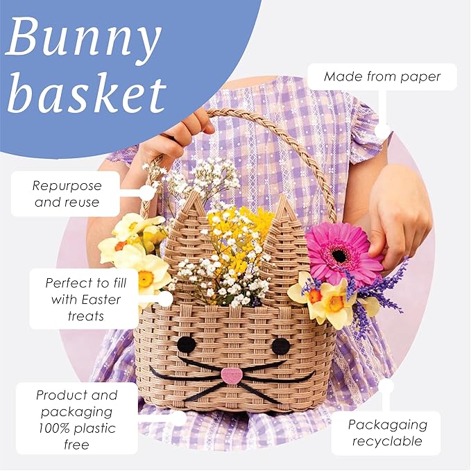 Bunny Shaped Easter Egg Basket for Kids featuring a Cute Rabbit Face