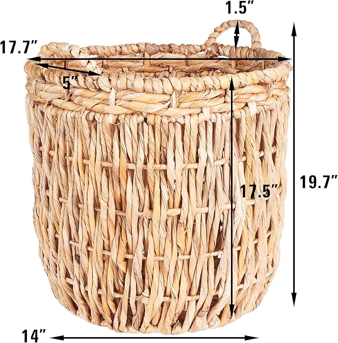 Household Essentials Brown Tall Round Wicker Storage Basket 19'' x 25''