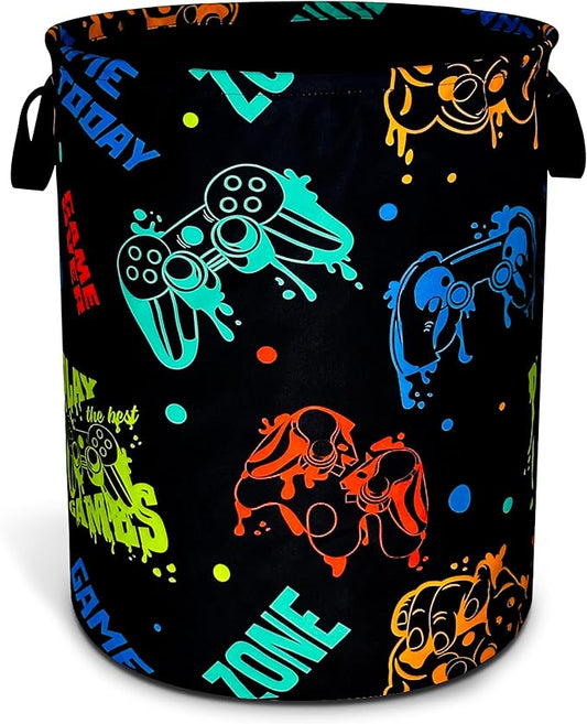 Game Machine Laundry Basket Funny Color Foldable Oxford Cloth Tote Bag Laundry Hamper Clothes Storage Bucket Organizer For Bathroom/Laundry Storage/Bedroom Storage Basket 17.7x13.7