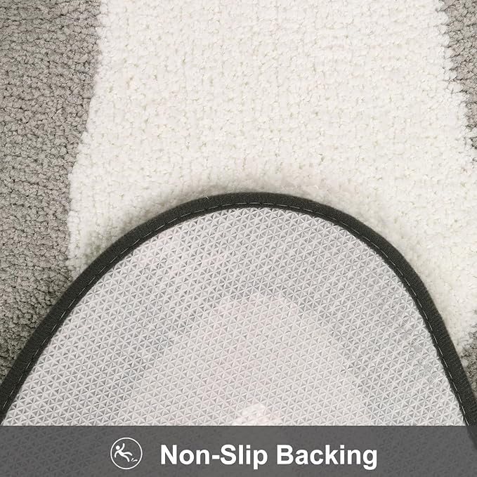 HAOCOO Bathroom Rug Mat, 18x25 inch Extra Soft Non-Slip Gradient Gray Rugs, Absorbent Microfiber Washable Small Rug Carpet for Floor Tub Shower Black/Grey