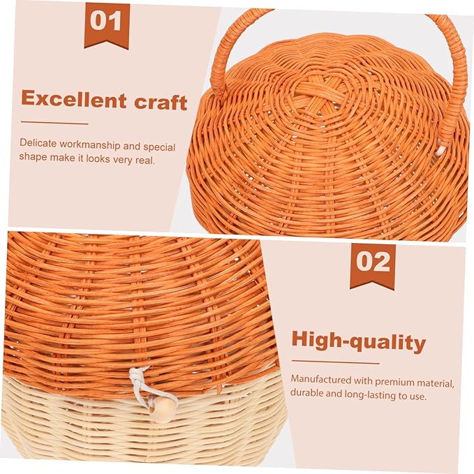 DOITOOL Boy Girl 's Acorn Shaped Rattan Clutch Bag Hand-Woven Decorative Basket for Photography Prop and Small Item Storage and Stylish Tote for Outdoor and Party Use