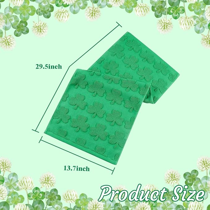 2 Pack St. Patrick's Day Hand Towels Kitchen Dish Towels Spring Green Clover Shamrocks 100% Cotton Soft Absorbent Decorative Bathroom Towels Set for Home Decor Clean, 13.7'' x 29.5''