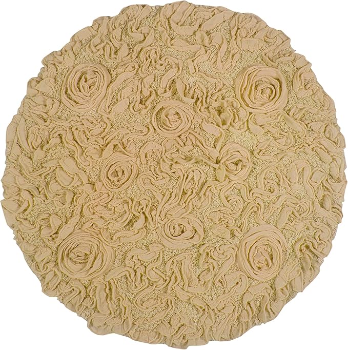 Home Weavers Bell Flower Collection 100% Cotton Tufted Bath Rugs, Extra Soft and Absorbent Bath Rugs, Non-Slip Bath Mats, Machine Washable, Bath Mats for Bathroom Floor and Tub, 22" Round, Yellow