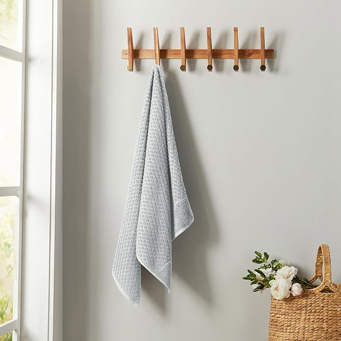 Great Bay Home Light Grey Bath Towel - 100% Cotton - Absorbent, Durable, Quick-Dry Towels for Bathroom (Light Grey, 54" x 27")