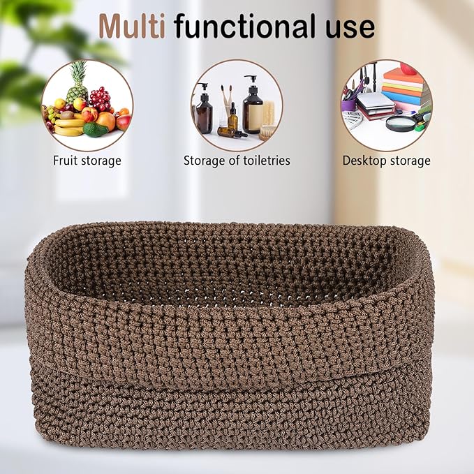 Crochet Organizer Container, 2-Piece Ice Silk Thread Storage Boxes for Knitting Yarn, Embroidery Floss, Multipurpose Storage Baskets for Home, Office & Craft Organization (Khaki)