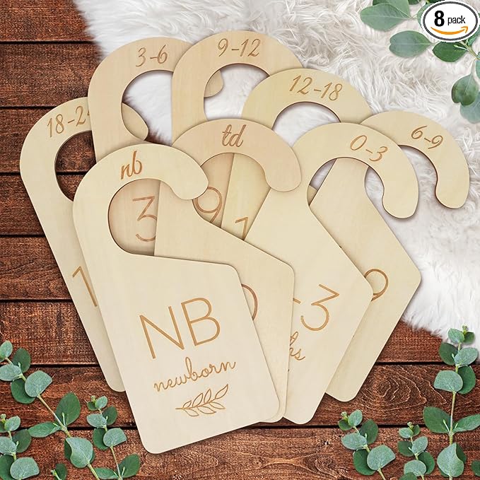 Baby Closet Dividers for Clothes Organizer - Wooden Baby Clothes Size Dividers from Newborn to Toddler, Double-Sided Gender Neutral Baby Clothes Dividers