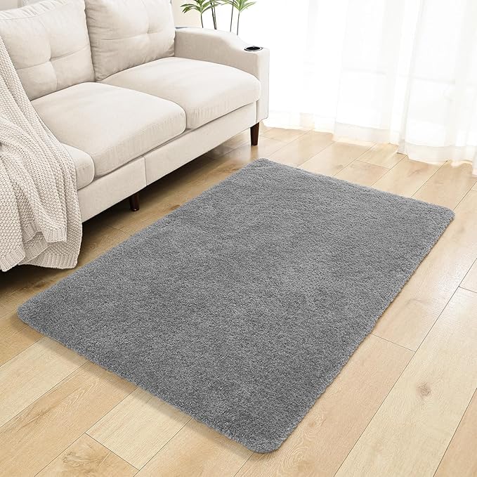 Gray Bathroom Rugs 40"x60" – Oversized Plush Non-Slip Microfiber Bath Mat, Absorbent & Washable – Ideal for Large Bathrooms or Living Rooms