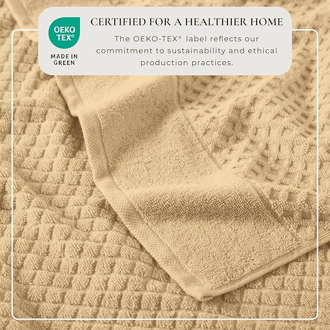 Great Bay Home Hand Towels - 100% Cotton 6 Pack 26x16 Hand Towel Set - Absorbent, Durable, Quick-Dry Towels for Bathroom (Oatmeal)