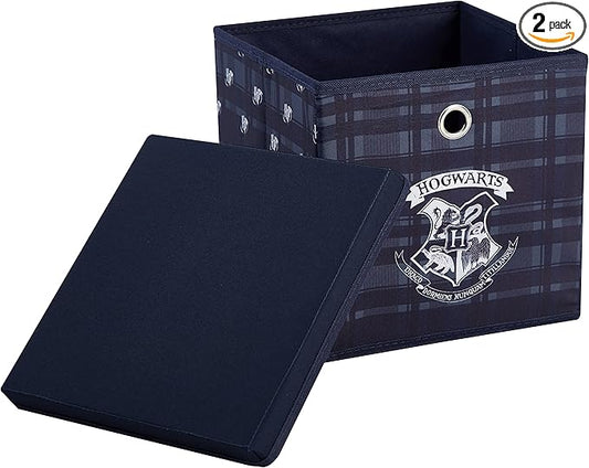 Harry Potter Collapsible Storage Cube with Removable Lid,10” x 10” x 10” Fabric Organizer Bin for Kids Bedroom, Closet or Playroom Décor