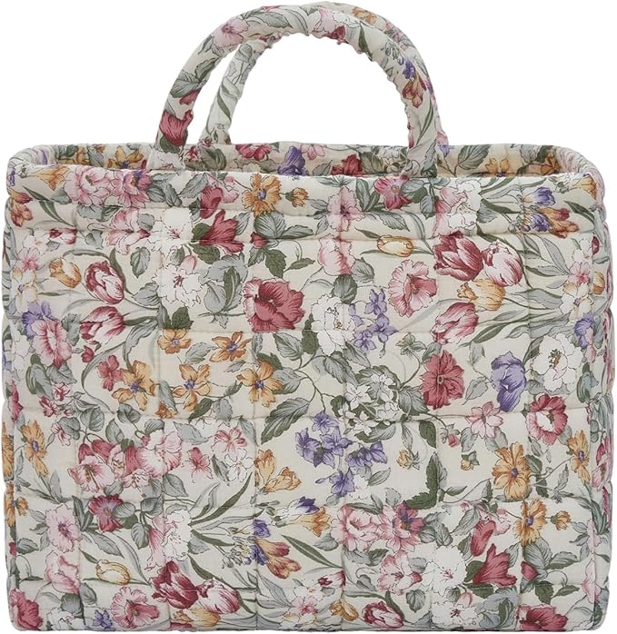 Boho Fabric Storage Basket, Large Capacity Laundry Basket, 12.2'' x 10.23'' x 10.23'' Collapsible Laundry Hamper with Easy Carry Handles (D Multi-Color 10, L)