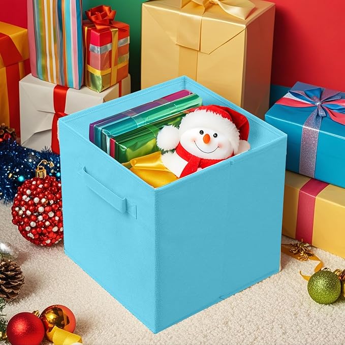 Shellkingdom Storage Bins, Foldable Fabric Storage Cubes And Cloth Storage Organizer Drawer For Closet And Toys Storage,2 Pack（Light Blue）