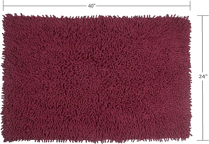 Home Weavers Fantasia Bath Rug 100% Cotton Bathroom Rugs Set, Washable Rug, Soft Cotton Extra Soft and Absorbent Bath Rug, Kitchen Mat, Bath Mat Set, Bath Floor Mat Non Slip, 24"x40" Rectangle, Red