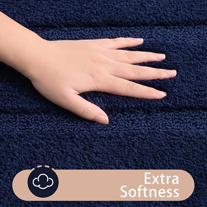 HOMORE Bathroom Runner Rug 24x36 Inch, Navy Blue Non Slip Bath Rug Thick Soft and Absorbent Microfiber Bathroom Mat, Washable Plush Bath Runner Rugs Carpet for Shower Floor