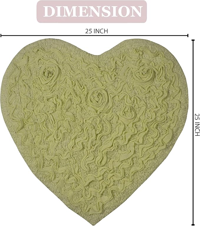 Home Weavers Bell Flower Collection 100% Cotton Tufted Bath Rugs, Extra Soft and Absorbent Bath Rugs, Non-Slip Bath Mats, Machine Washable, Bath Mats for Bathroom Floor and Tub, 25"x25" Heart, Green