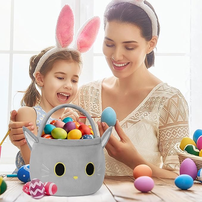 Easter Basket, Easter Baskets for Kids, Cat Baskets with Handle for Gifts Empty, Bunny Egg Hunting, Basket Stuffers Essentials