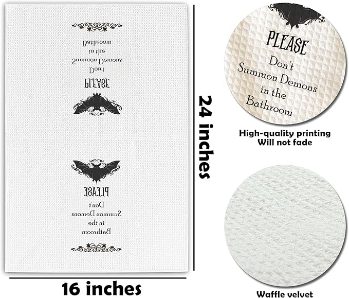 Absorbent Bathroom Towels - Please Don't Summon Demons In The Bathroom - 16 x 24 Inches Decorative Fast Drying Bath Hand Dish Towels - Home Bath Funny Decor & Supplies Gifts For Friends Family - A18