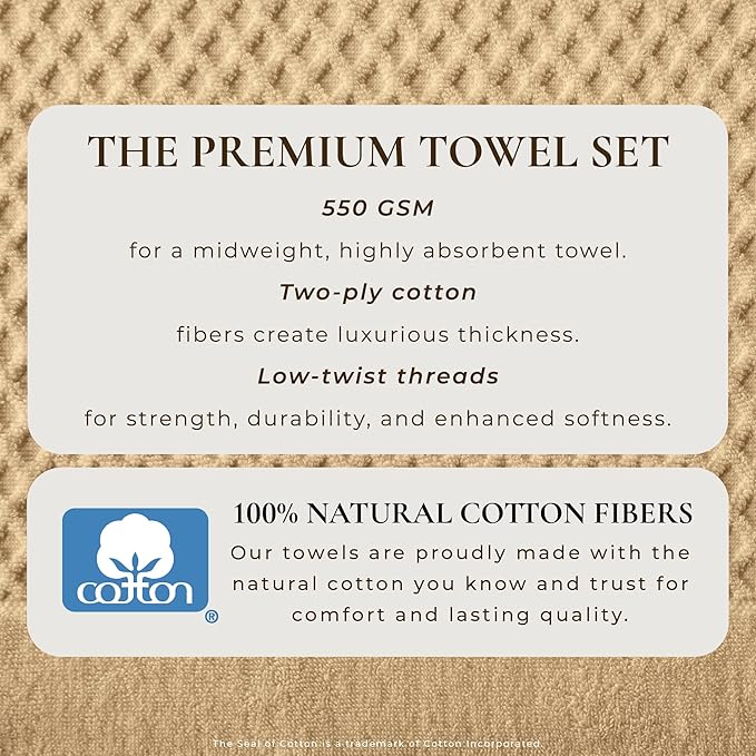 Great Bay Home Hand Towels - 100% Cotton 6 Pack 26x16 Hand Towel Set - Absorbent, Durable, Quick-Dry Towels for Bathroom (Oatmeal)