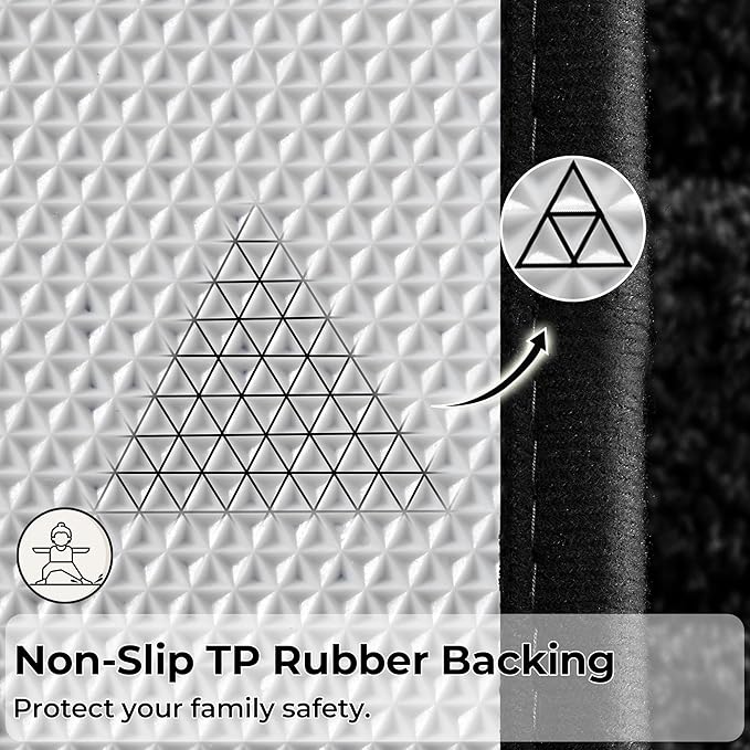 GRANNY SAYS Large Bathroom Rugs Non Slip Washable, 24" x 43", Water Absorbent Bath Mats for Bathroom, Thick Soft Shaggy Bath Rug, Microfiber Shower Room Floor Mat Decor, Black