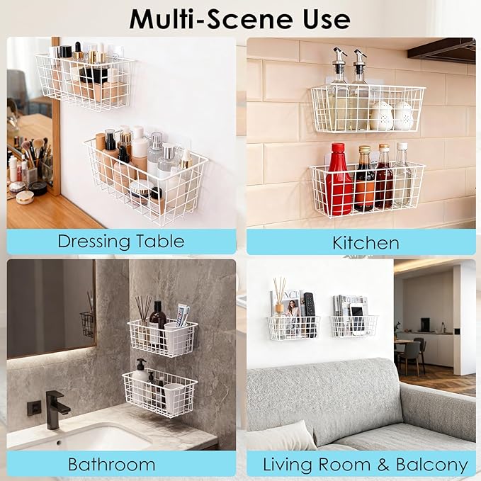 Hanging Bath Toy Storage Basket - 2 Pack Metal Bath Toy Holder with Hooks - Bathtub Toy Storage Organizer for Bath Shower Bathroom(White)