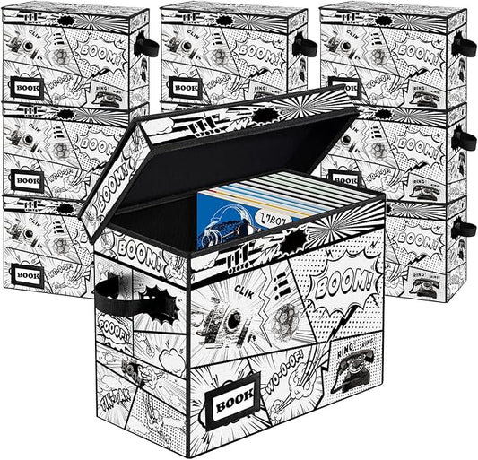 10 Pack Collection Comic Book Storage Boxes, Protector Organizer 15.8" X 7.8" X 11.8" Collapsible Short Box Holds 160-180 Comic Book Heavy Duty Bin Container Holder Shelf