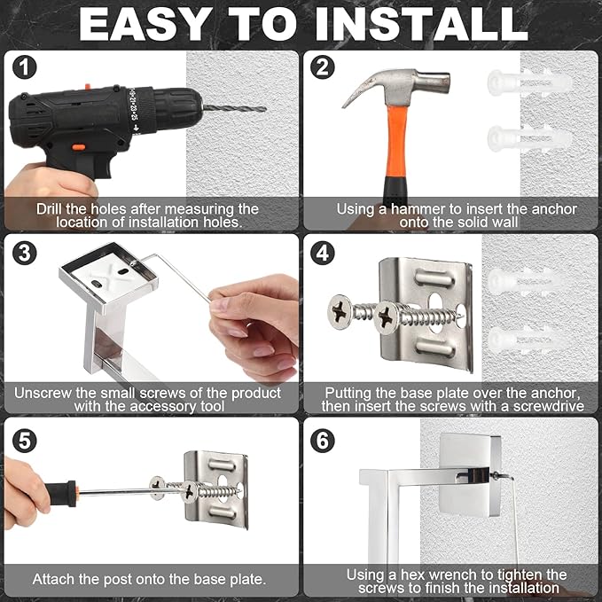 15 Pieces Bathroom Hardware Accessories Set, 23.6 Inch Stainless Steel Bath Towel Bar Set, Bathroom Hardware Set, Towel Racks for Bathroom Wall Mounted (Silver)
