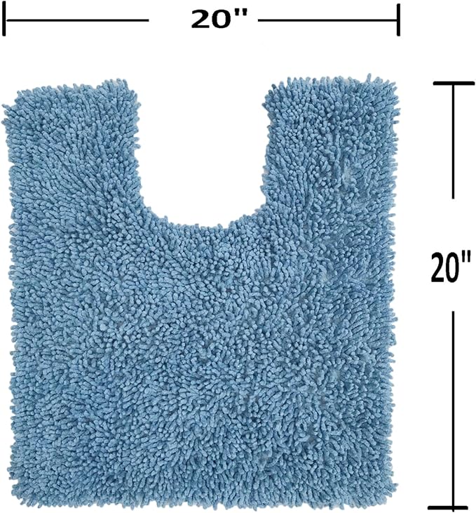 Home Weavers Fantasia Bath Rug 100% Cotton Bathroom Rugs Set, Bathroom Décor, Washable Rug, Extra Soft and Absorbent bath Rug, Kitchen Mat, Bath Mat Set, Bath Floor Mat Non Slip, 20"x20" Contour, Blue