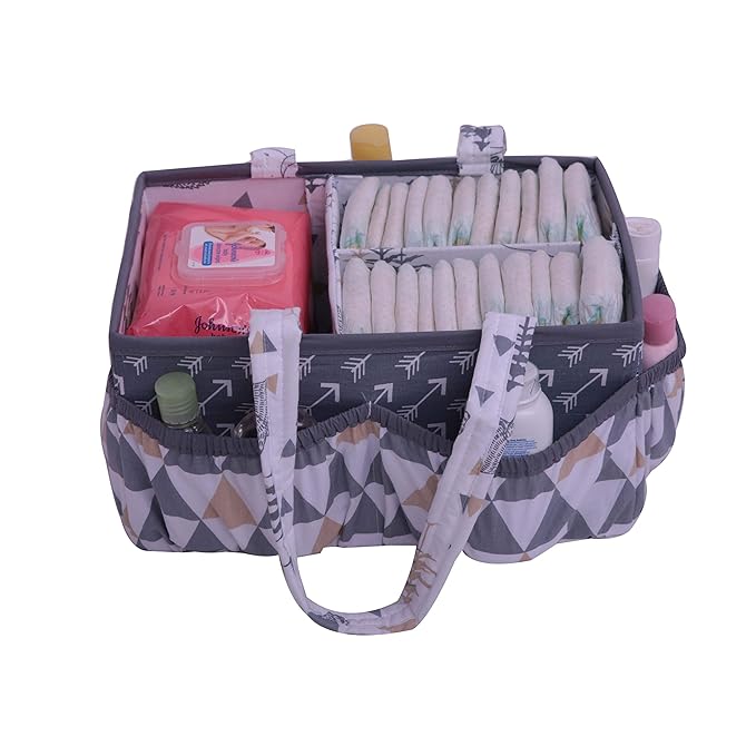 Bacati Woodlands Grey/Beige Neutral Cotton Nursery Storage Caddy, Beige/Grey