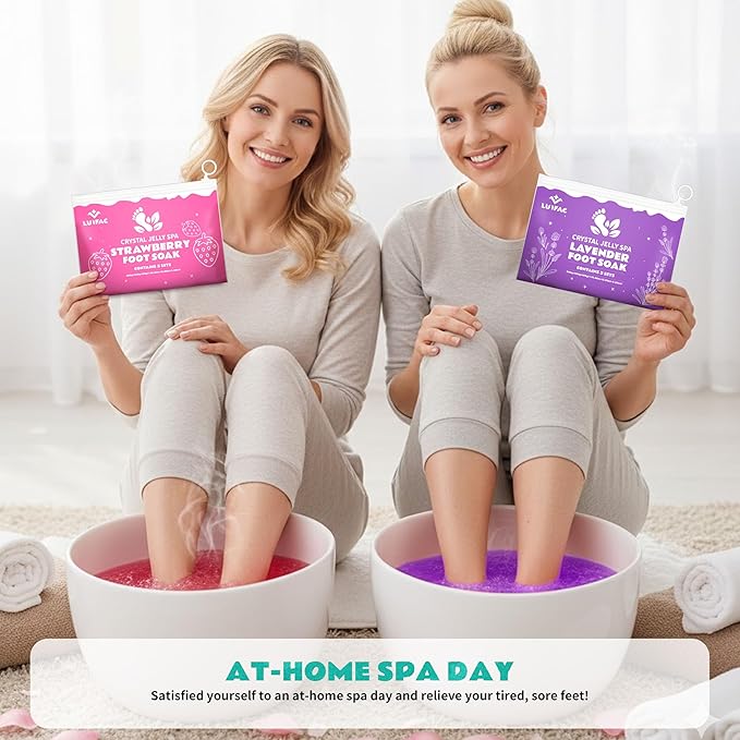 Foot Soak, 3 Pack Jelly Spa Pedicure Spa, Bubble Foot Bath Spa, Salon Pedi, Relaxation,Foot Salt Soak for Stubborn Foot Odor Tired Dry Cracked Feet Foot Care for Women Men(Lavender)