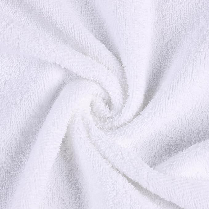 Superior Kids Cotton Terry Poncho, Soft, Absorbent Bath Towel with Hood, Bathroom Accessories, Long, Plush Bathrobes for Bath, Shower, Spa, Resort, Hotel, Beach, Pool, Boy, Girl, Large Size, White