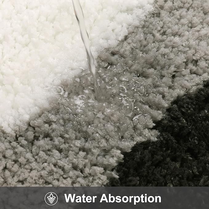 HAOCOO Microfiber Bathroom Runner Rug, 18x47 inch Non Slip Long Rug Runner, Washable Luxury Soft Absorbent Carpet Funny Decor for Shower Kitchen Entryway Bedroom Black/Grey