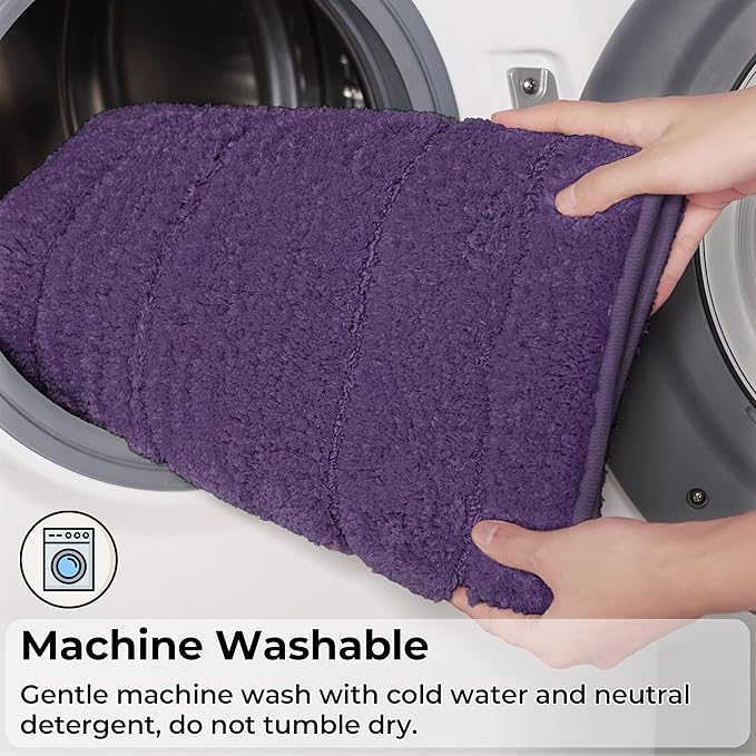 GRANNY SAYS Bathroom Rugs Sets 3 Piece, Soft Absorbent Microfiber Bath Mats for Bathroom Non Slip Washable, U-Shaped Toilet Bath Rugs for Tub Shower (Purple, 16" x 24" + 20" x 32" + 20" x 24")