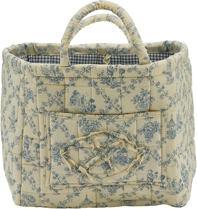 Boho Fabric Storage Basket, Large Capacity Laundry Basket, 12.2'' x 10.23'' x 10.23'' Collapsible Laundry Hamper with Easy Carry Handles (B Multi-Color 2, L)