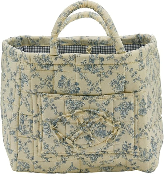 Boho Fabric Storage Basket, Large Capacity Laundry Basket, 12.2'' x 10.23'' x 10.23'' Collapsible Laundry Hamper with Easy Carry Handles (B Multi-Color 2, L)