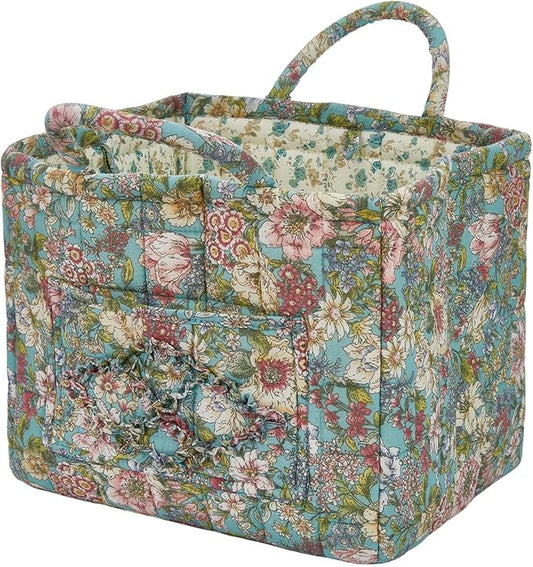 Boho Fabric Storage Basket, Large Capacity Laundry Basket, 12.2'' x 10.23'' x 10.23'' Collapsible Laundry Hamper with Easy Carry Handles (D Multi-Color 16, L)