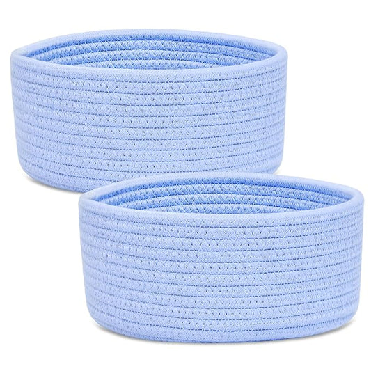 ABenkle 2 Pack Small Baskets, Cotton Rope Woven Basket, Cute Mini Tiny Storage Baskets, Decorative Boho Basket for Nursery Living Room Bedroom Shelf, Empty Gift Basket