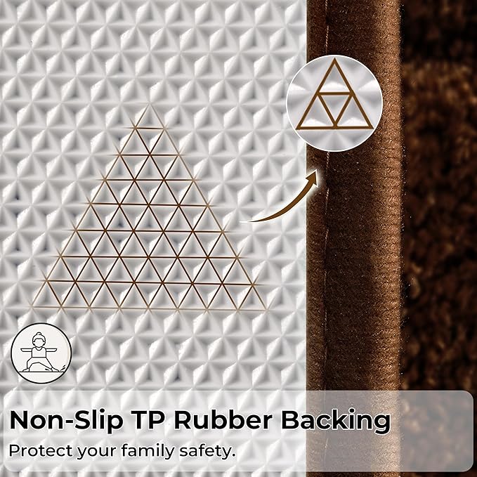 GRANNY SAYS Bathroom Rugs Sets 3 Piece, Soft Absorbent Microfiber Bath Mats for Bathroom Non Slip Washable, U-Shaped Toilet Bath Rugs for Tub Shower (Brown, 16" x 24" + 20" x 32" + U Shaped 20" x 24")