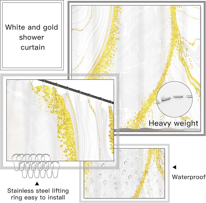 25PCS Bathroom Accessory Set, White Bathroom Set with Large-Capacity 4 Gallon Trash Can,Bathroom Rugs Set, Waterproof Shower Curtain, Toilet Brush, Toothbrush Holder & Soap Dispenser