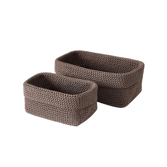 Crochet Organizer Container, 2-Piece Ice Silk Thread Storage Boxes for Knitting Yarn, Embroidery Floss, Multipurpose Storage Baskets for Home, Office & Craft Organization (Khaki)