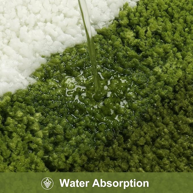 HAOCOO Green Bath Rug 20x31 inch, Soft Non Slip Gradient Irregular Shape Rug for Bathroom Decor, Microfiber Absorbent Washable Shower Rug Tub Shower