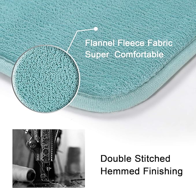 H.VERSAILTEX Bath Mat Memory Foam Set Bathroom Rug Set Flannel Velvety Bath Mat Luxury Extra Soft and Absorbent Non Slip Rugs for Bathroom/Bedroom Washable(2 Pack- 20"x 32"/ 17"x 24", Eggshell Blue)