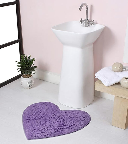 Home Weavers Bell Flower Collection 100% Cotton Tufted Bath Rugs, Extra Soft and Absorbent Bath Rugs, Non-Slip Bath Mats, Machine Washable, Bath Mats for Bathroom Floor and Tub, 25"x25" Heart, Purple